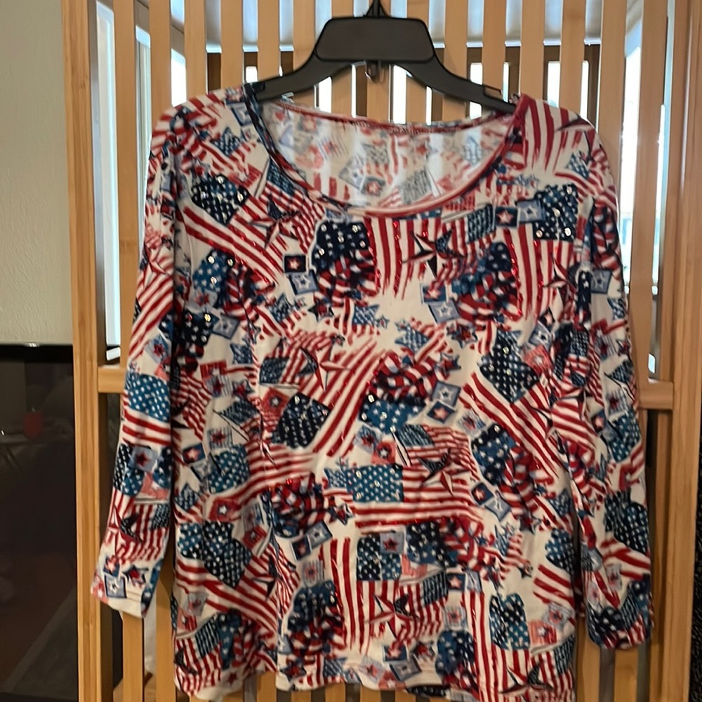 Patriot Sweater, light weight, 3/4 sleeves
